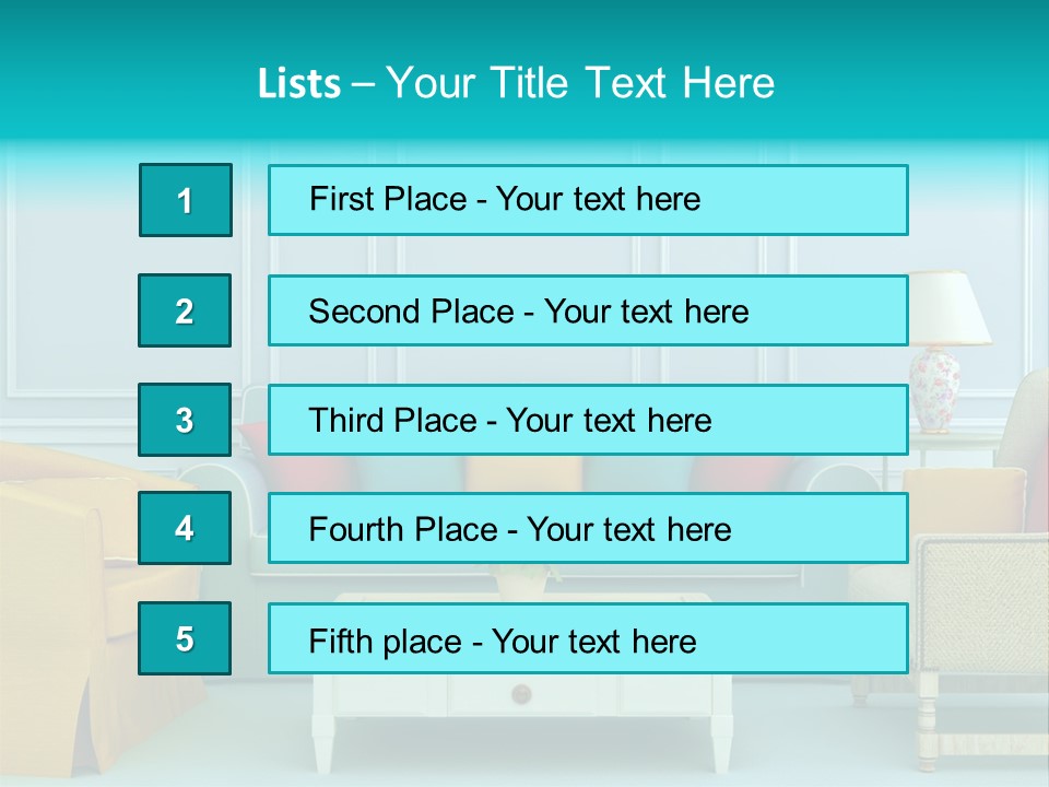 A Living Room With Couches, Chairs And A Coffee Table PowerPoint Template