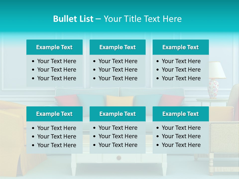 A Living Room With Couches, Chairs And A Coffee Table PowerPoint Template