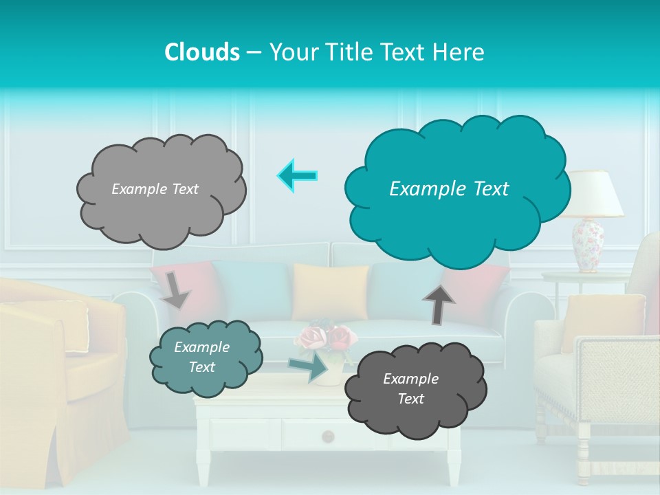 A Living Room With Couches, Chairs And A Coffee Table PowerPoint Template