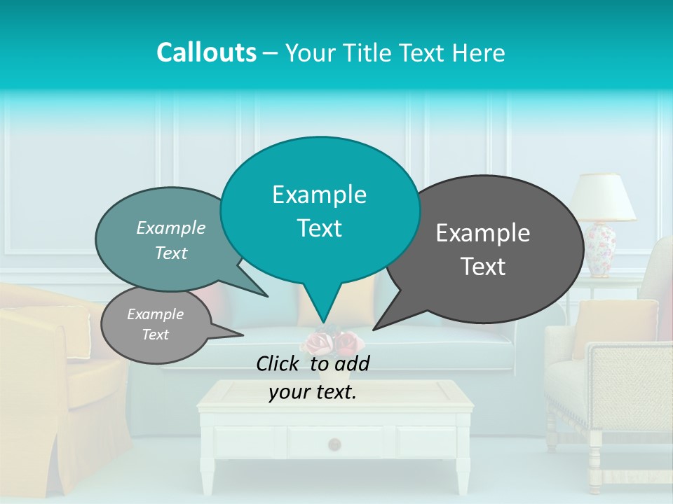 A Living Room With Couches, Chairs And A Coffee Table PowerPoint Template