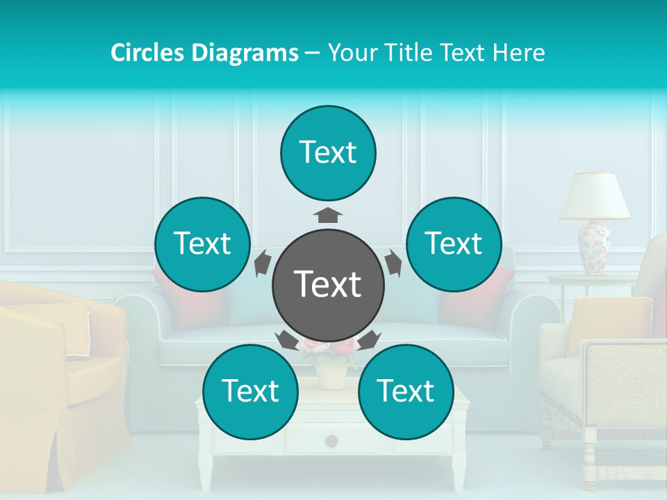 A Living Room With Couches, Chairs And A Coffee Table PowerPoint Template