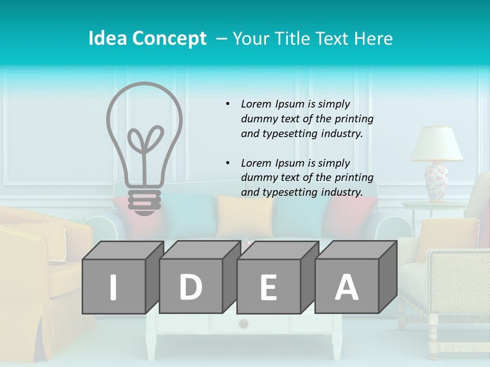 A Living Room With Couches, Chairs And A Coffee Table PowerPoint Template