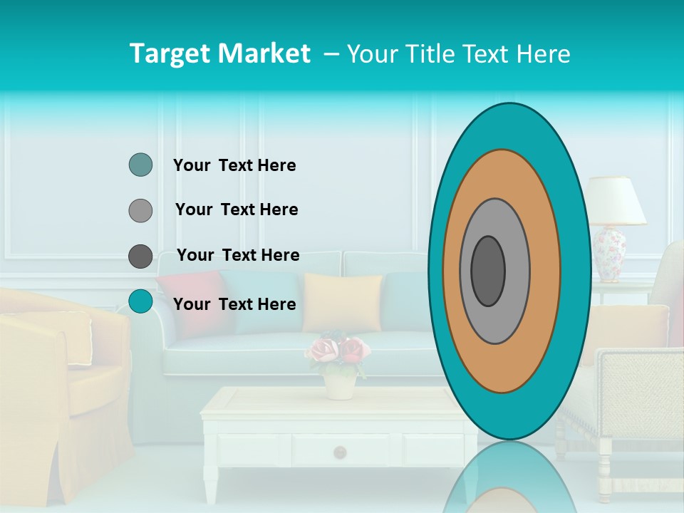 A Living Room With Couches, Chairs And A Coffee Table PowerPoint Template