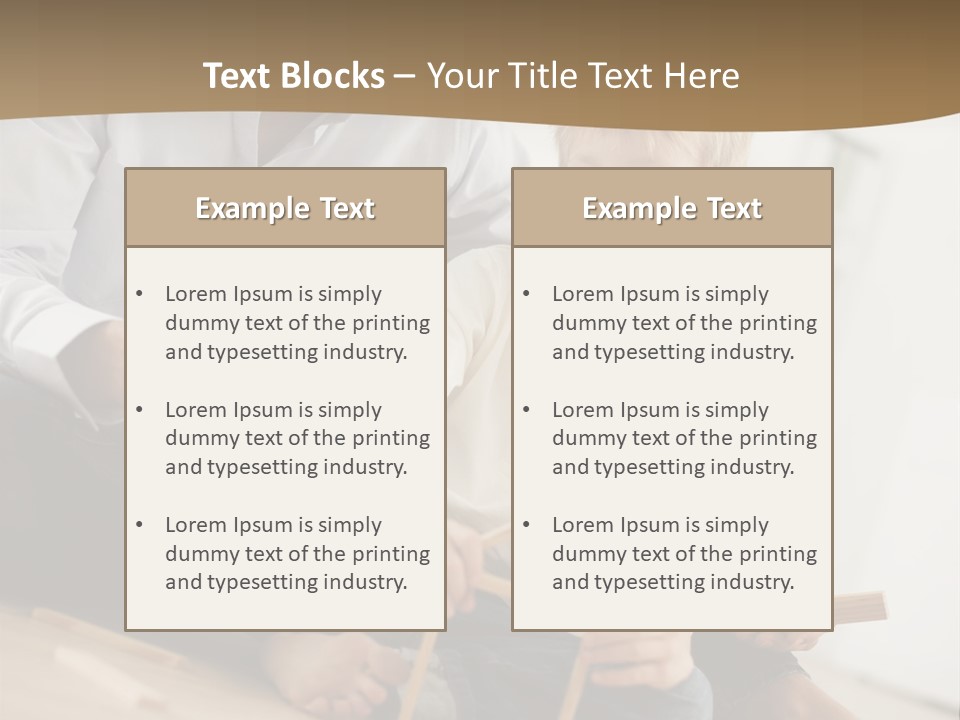 A Man And A Child Playing With Wooden Toys PowerPoint Template