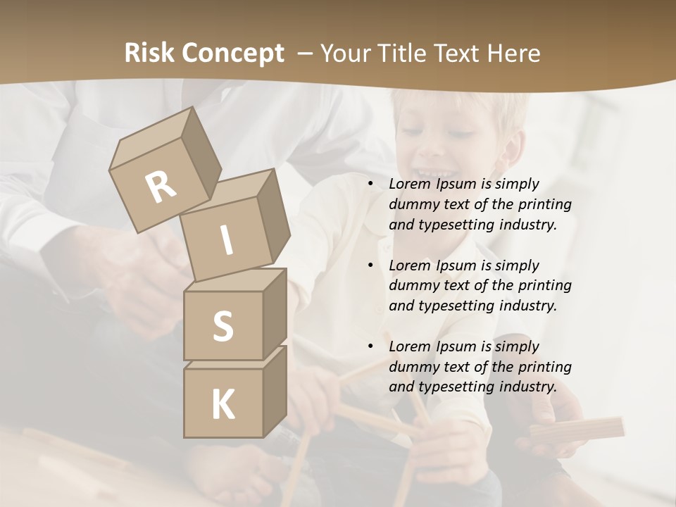 A Man And A Child Playing With Wooden Toys PowerPoint Template