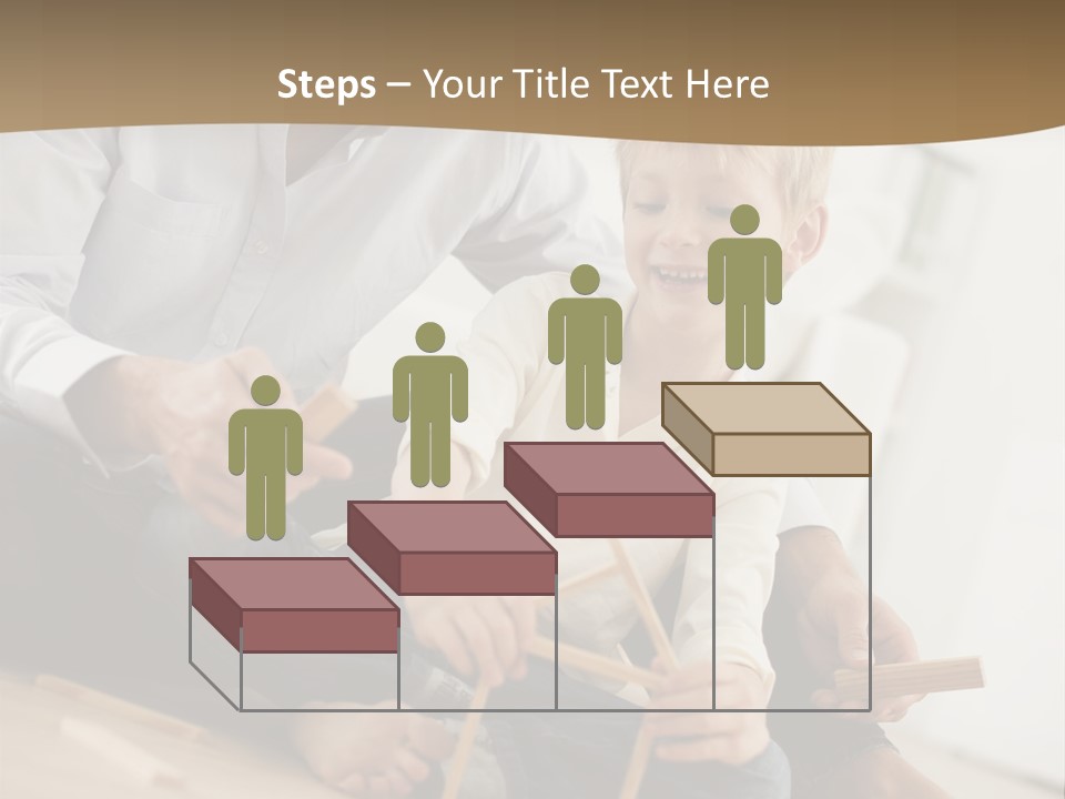 A Man And A Child Playing With Wooden Toys PowerPoint Template