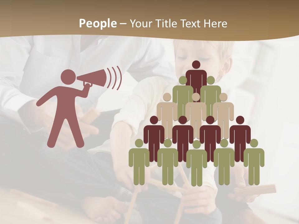 A Man And A Child Playing With Wooden Toys PowerPoint Template