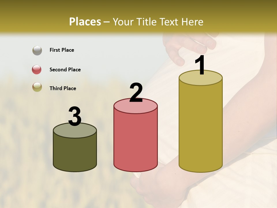 A Pregnant Woman Holding Her Belly In A Field PowerPoint Template