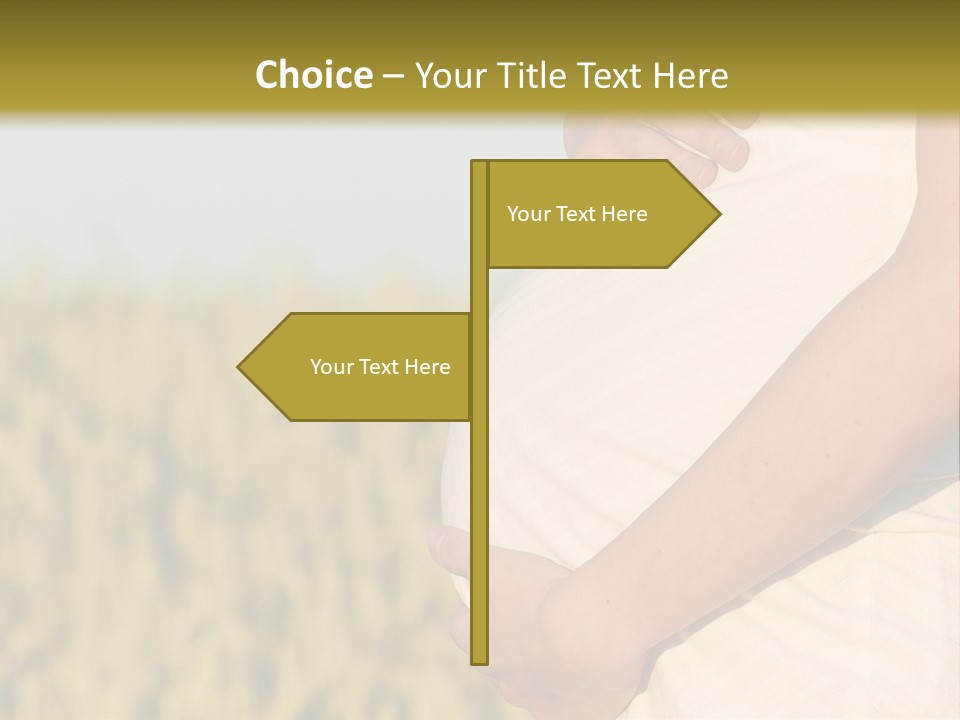 A Pregnant Woman Holding Her Belly In A Field PowerPoint Template