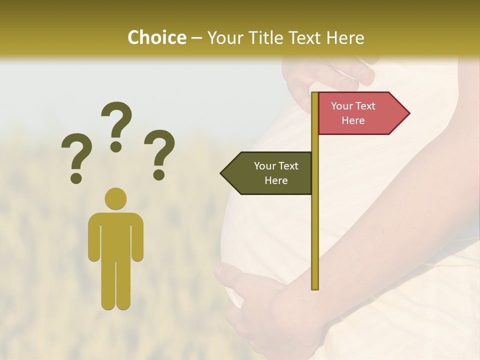 A Pregnant Woman Holding Her Belly In A Field PowerPoint Template