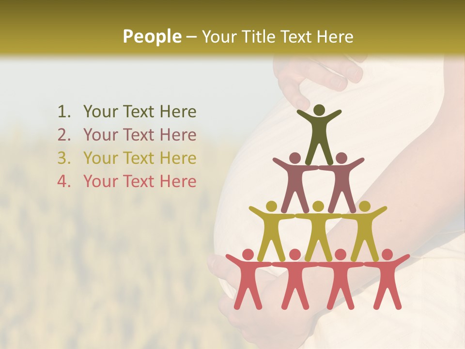 A Pregnant Woman Holding Her Belly In A Field PowerPoint Template