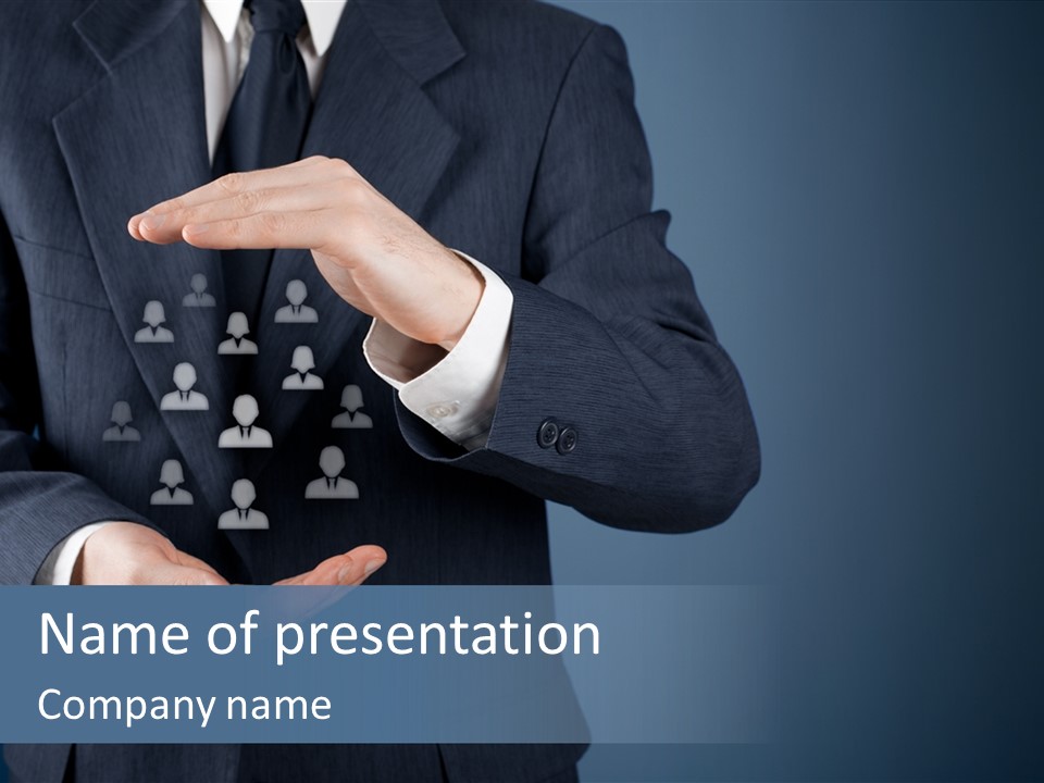 A Man In A Business Suit Holding Out His Hand PowerPoint Template