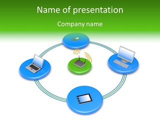 A Circular Diagram With Laptops On It PowerPoint Template