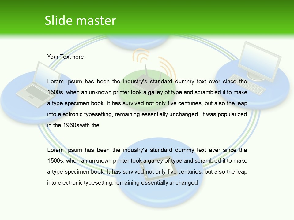 A Circular Diagram With Laptops On It PowerPoint Template