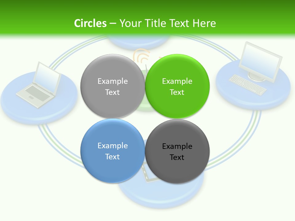 A Circular Diagram With Laptops On It PowerPoint Template