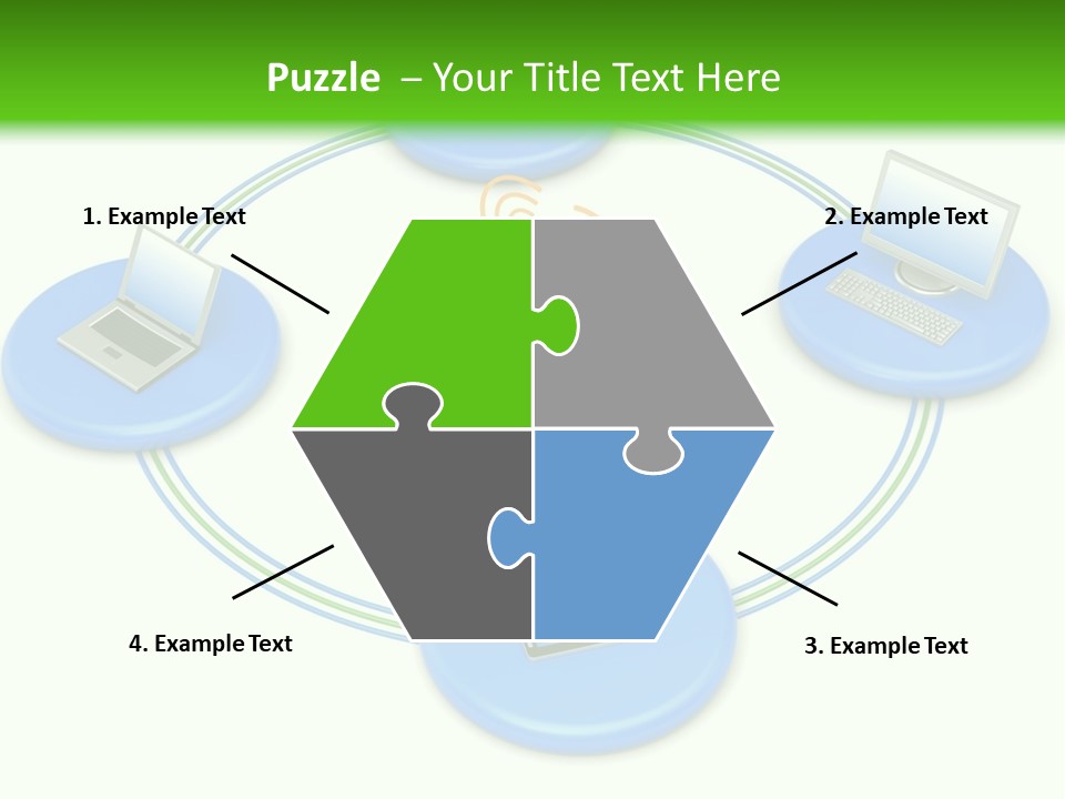 A Circular Diagram With Laptops On It PowerPoint Template