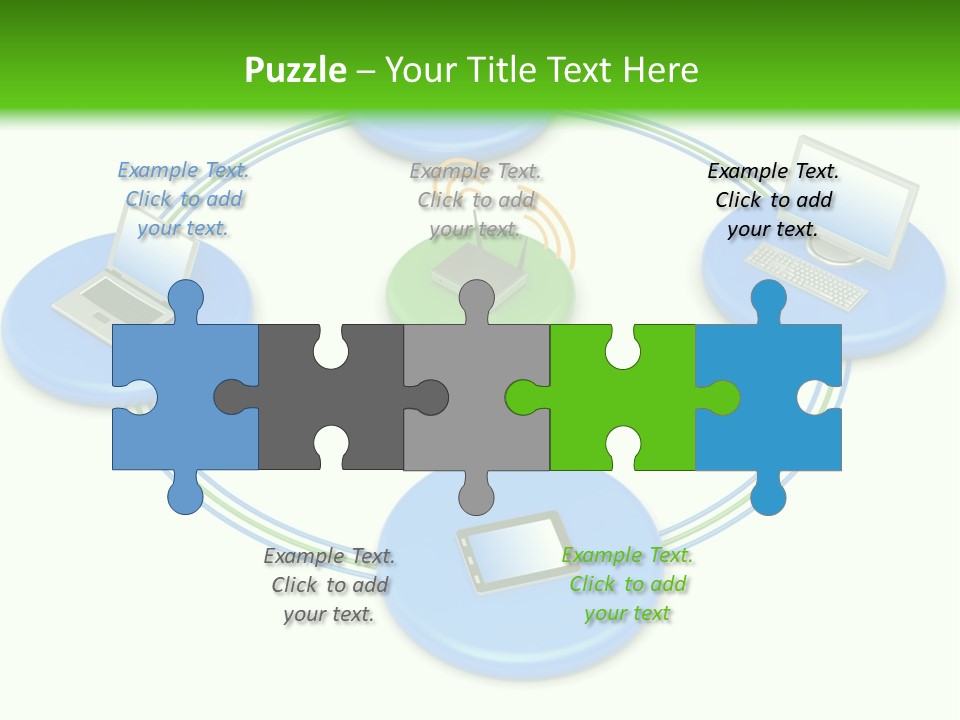A Circular Diagram With Laptops On It PowerPoint Template