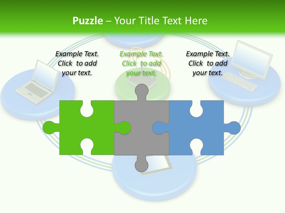 A Circular Diagram With Laptops On It PowerPoint Template