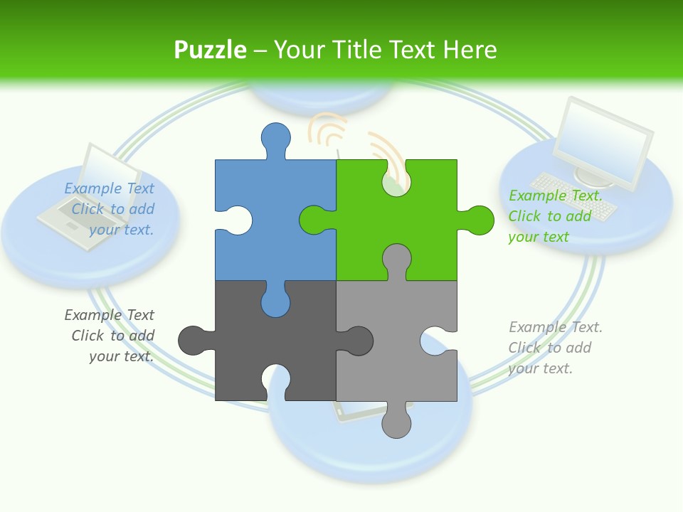 A Circular Diagram With Laptops On It PowerPoint Template