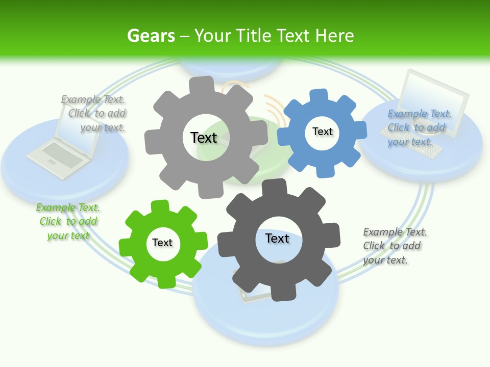 A Circular Diagram With Laptops On It PowerPoint Template