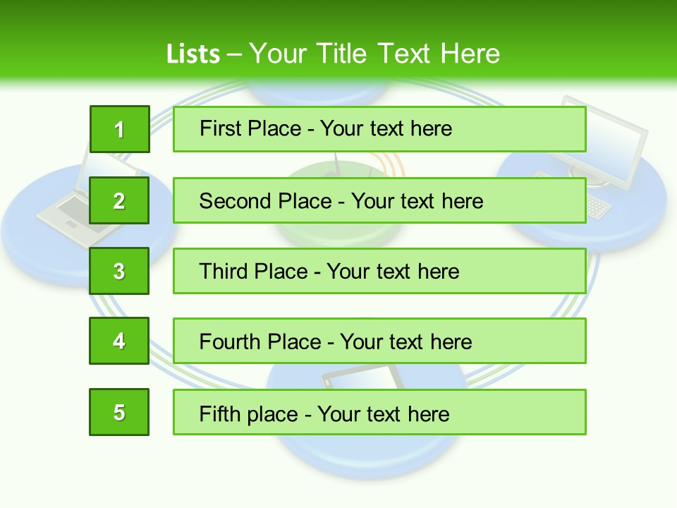 A Circular Diagram With Laptops On It PowerPoint Template