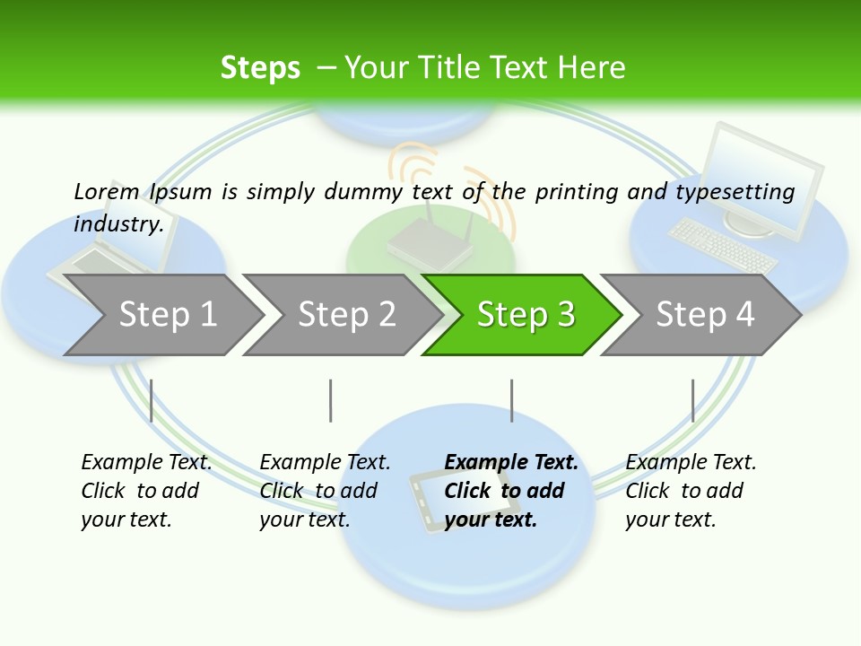 A Circular Diagram With Laptops On It PowerPoint Template