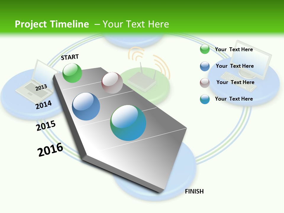 A Circular Diagram With Laptops On It PowerPoint Template