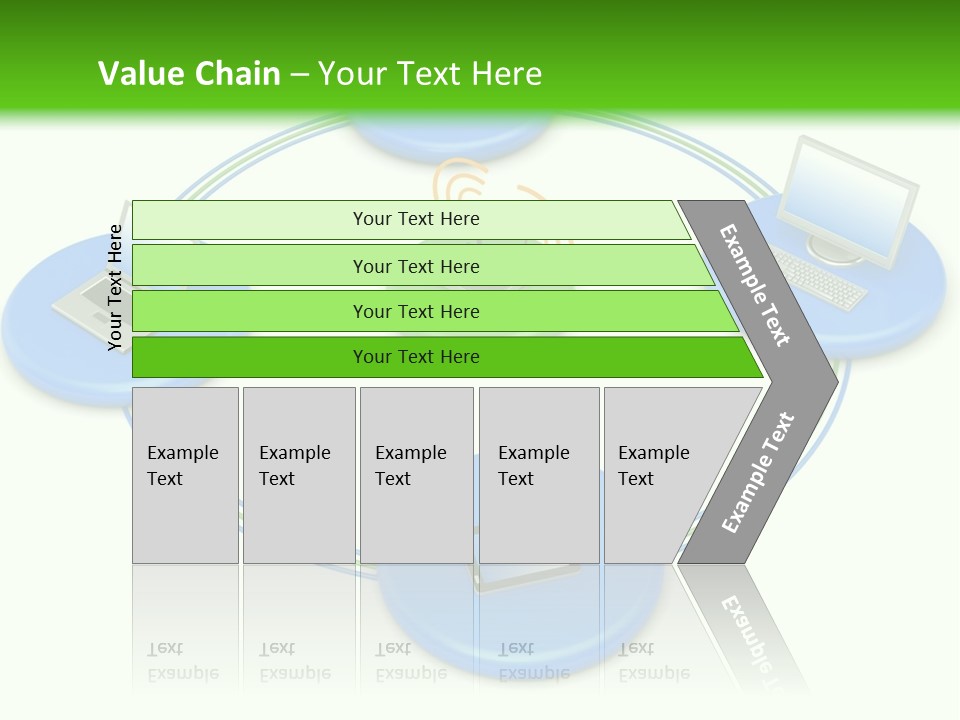 A Circular Diagram With Laptops On It PowerPoint Template