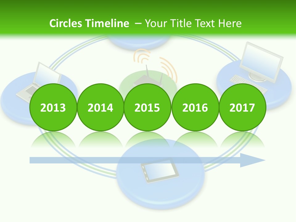 A Circular Diagram With Laptops On It PowerPoint Template