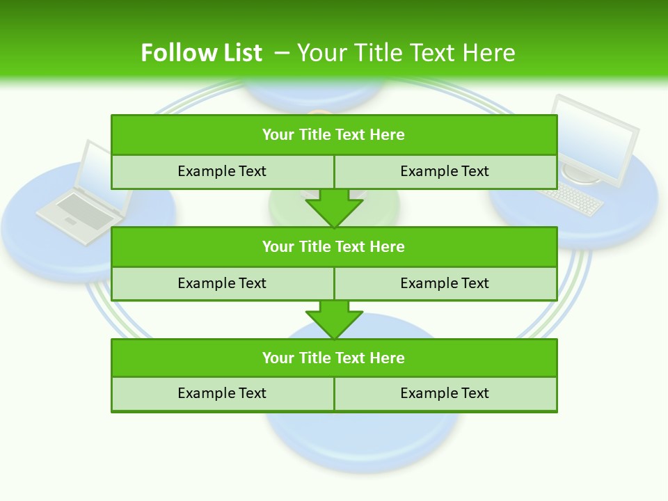 A Circular Diagram With Laptops On It PowerPoint Template