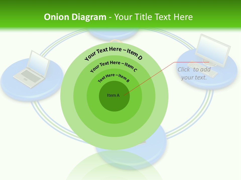 A Circular Diagram With Laptops On It PowerPoint Template