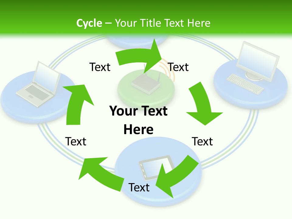 A Circular Diagram With Laptops On It PowerPoint Template