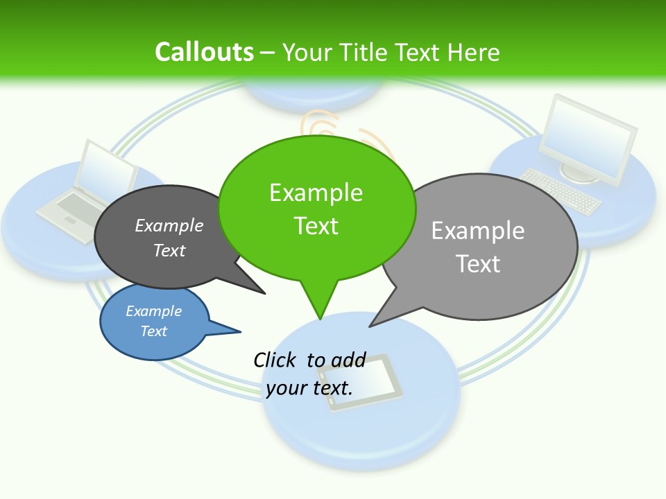 A Circular Diagram With Laptops On It PowerPoint Template