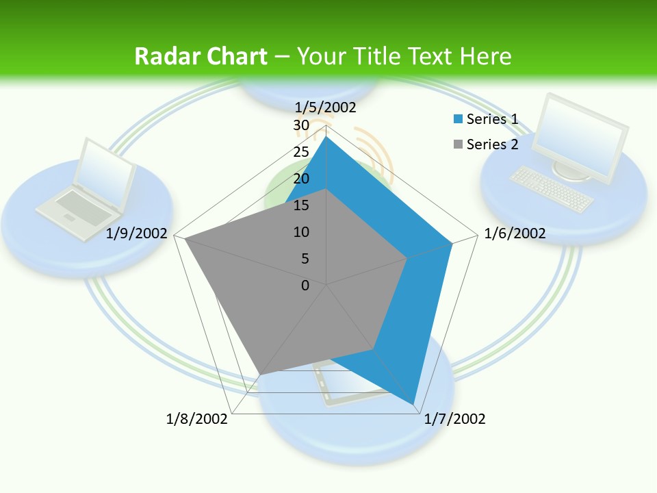 A Circular Diagram With Laptops On It PowerPoint Template