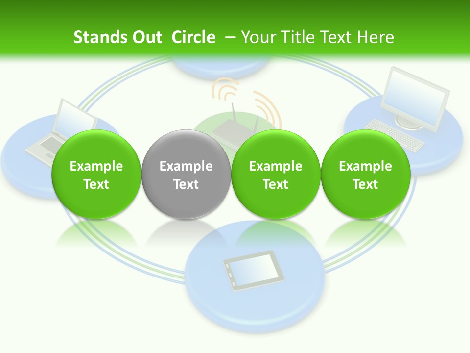 A Circular Diagram With Laptops On It PowerPoint Template