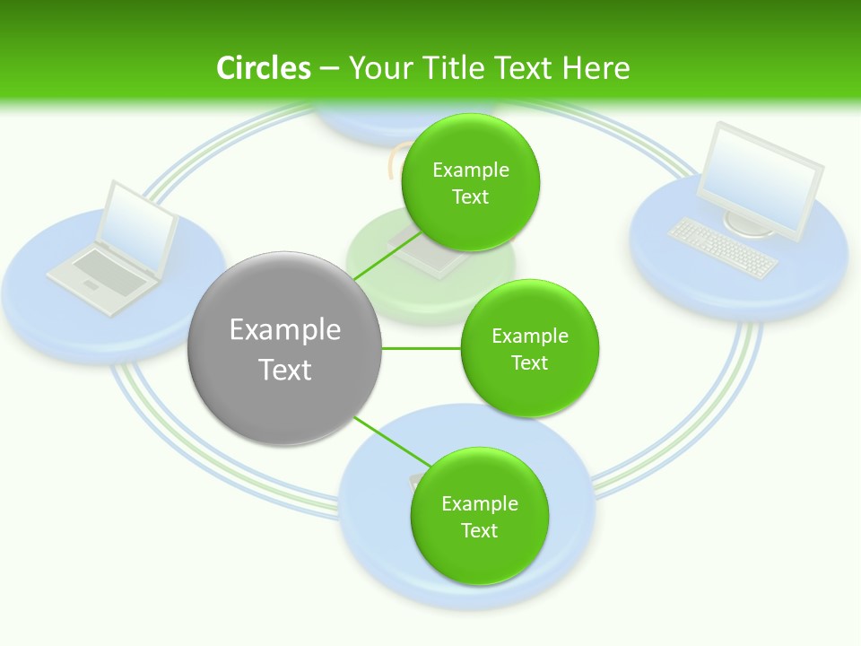 A Circular Diagram With Laptops On It PowerPoint Template