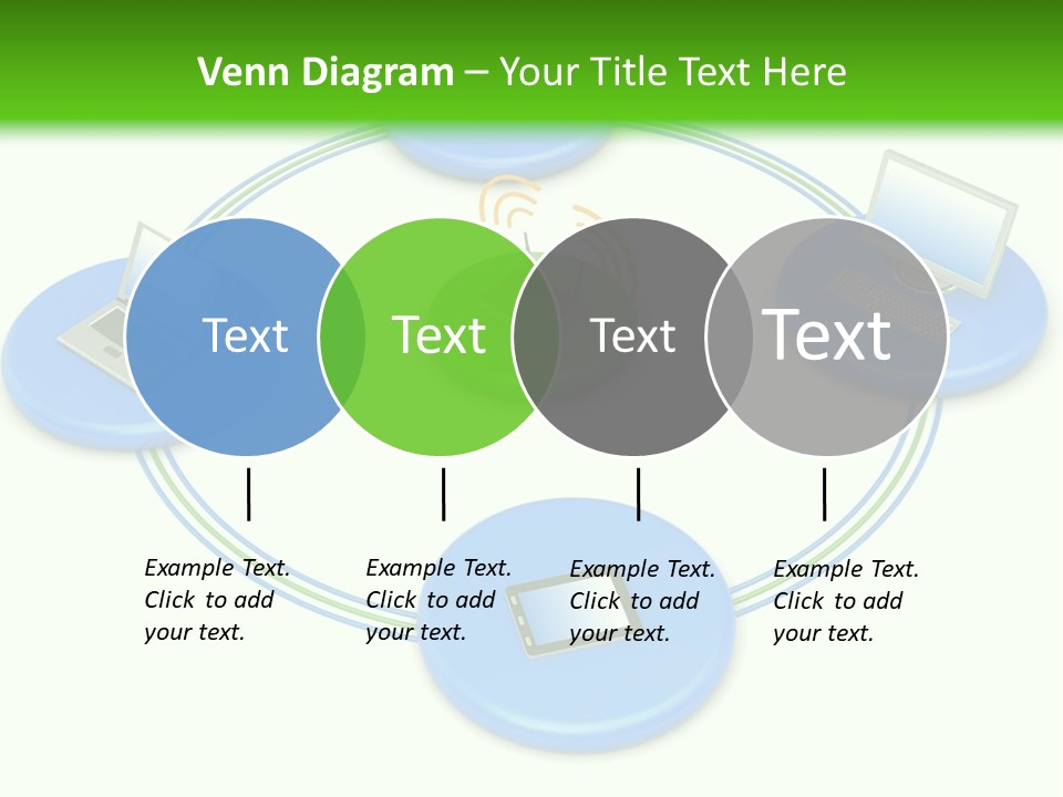 A Circular Diagram With Laptops On It PowerPoint Template