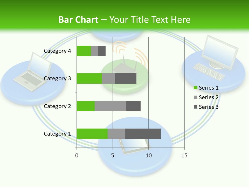 A Circular Diagram With Laptops On It PowerPoint Template