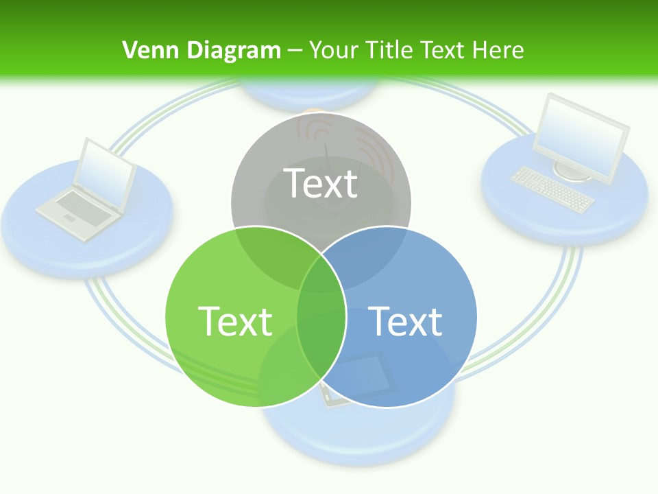 A Circular Diagram With Laptops On It PowerPoint Template