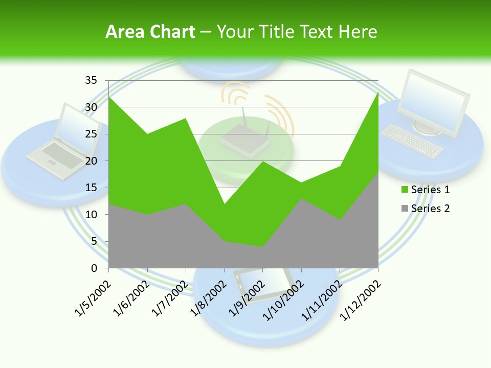 A Circular Diagram With Laptops On It PowerPoint Template