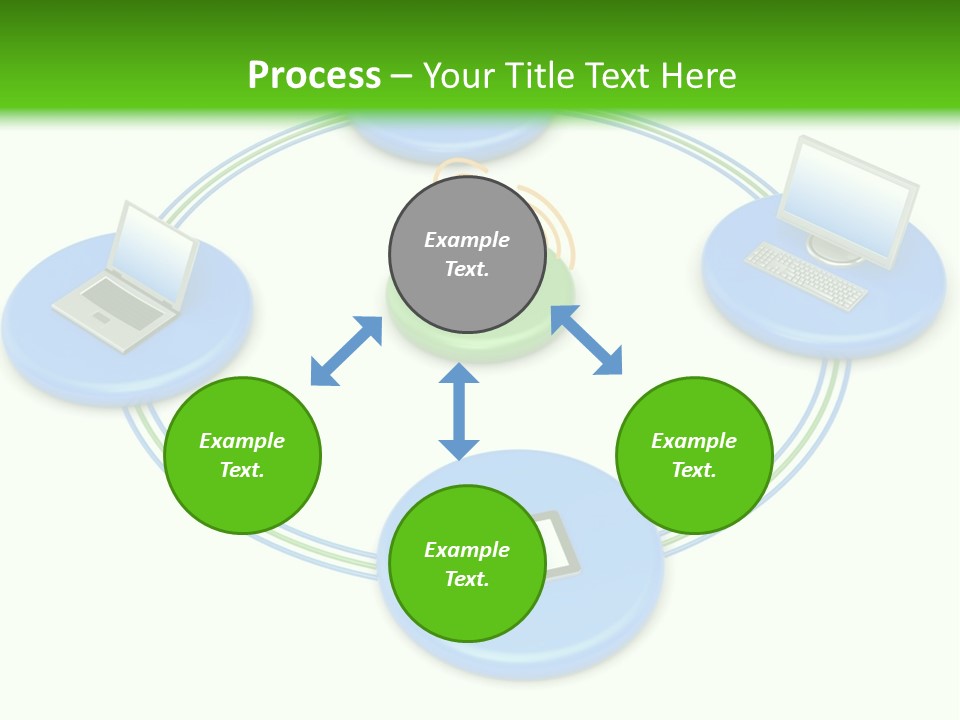 A Circular Diagram With Laptops On It PowerPoint Template