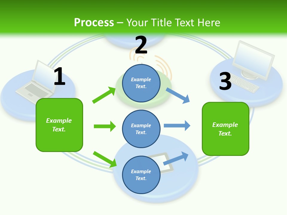 A Circular Diagram With Laptops On It PowerPoint Template
