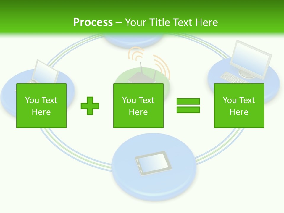 A Circular Diagram With Laptops On It PowerPoint Template