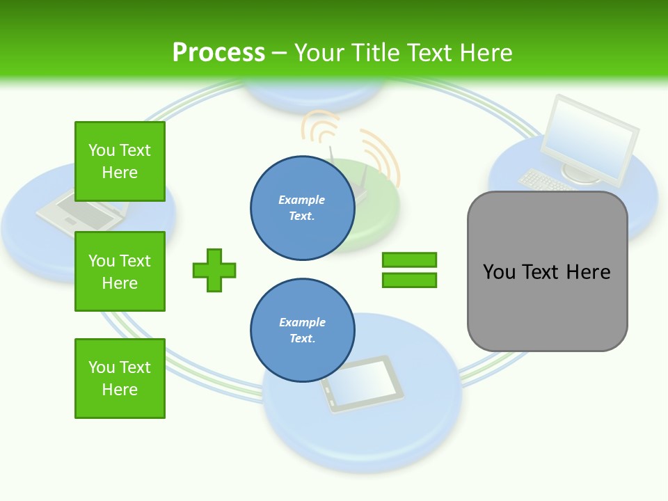 A Circular Diagram With Laptops On It PowerPoint Template