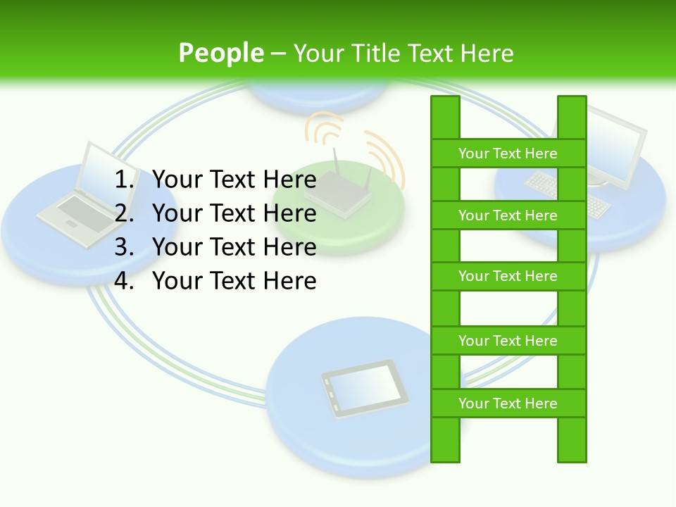 A Circular Diagram With Laptops On It PowerPoint Template