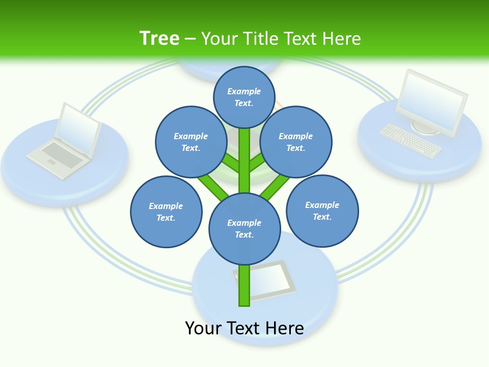 A Circular Diagram With Laptops On It PowerPoint Template
