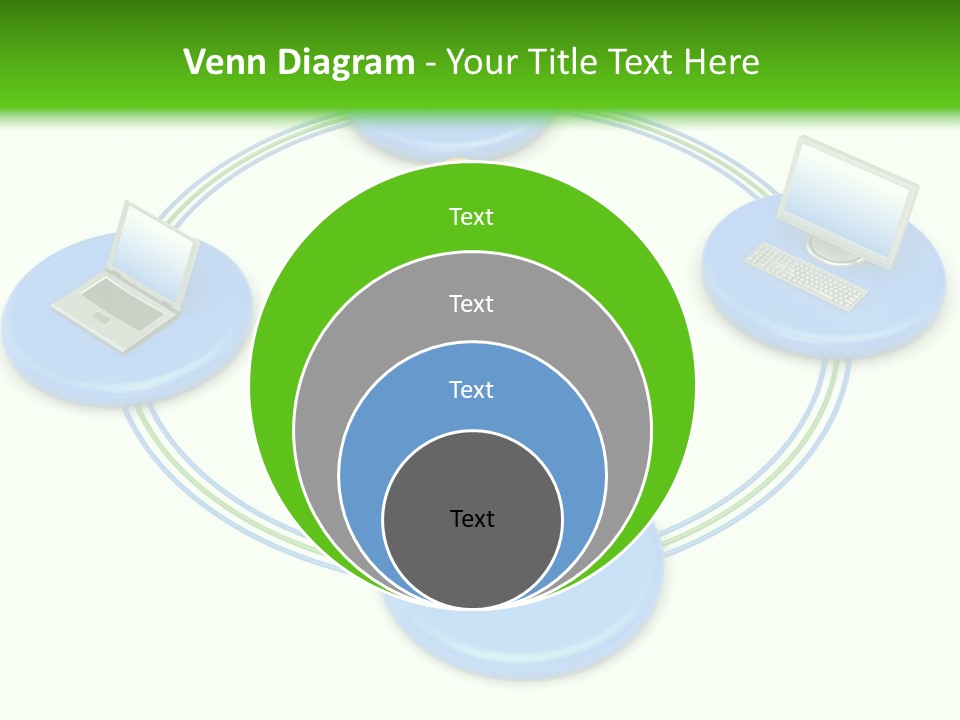 A Circular Diagram With Laptops On It PowerPoint Template