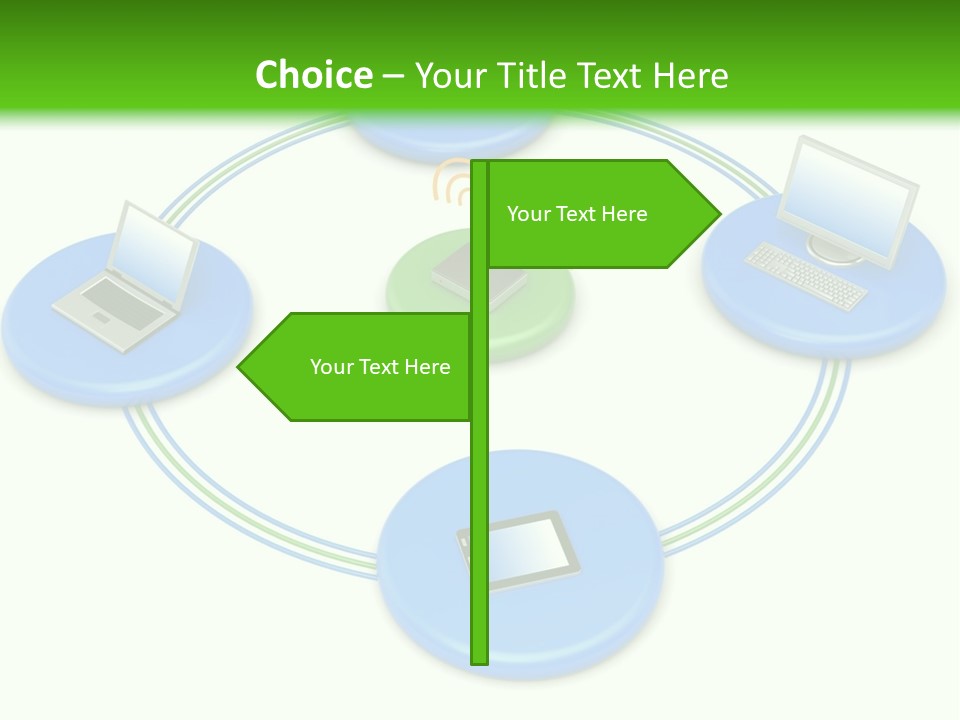 A Circular Diagram With Laptops On It PowerPoint Template