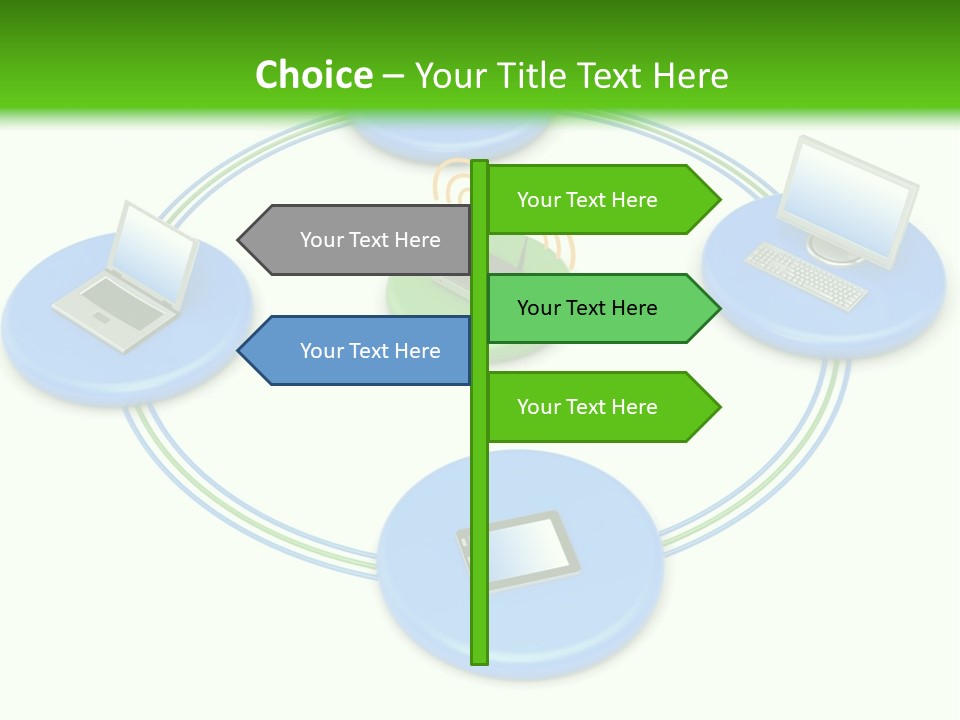 A Circular Diagram With Laptops On It PowerPoint Template