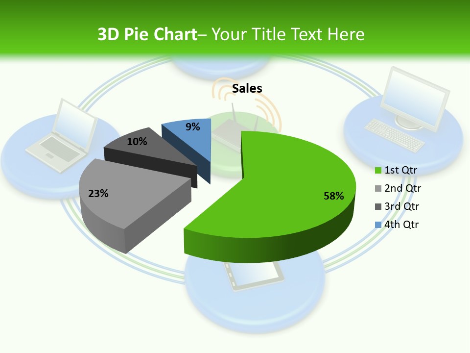 A Circular Diagram With Laptops On It PowerPoint Template